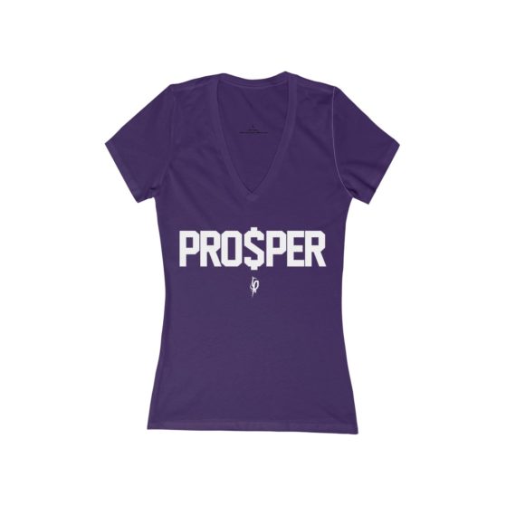 Women's Purple Flourish and Prosper PRO$PER Jersey Short Sleeve Deep V-Neck Tee 4