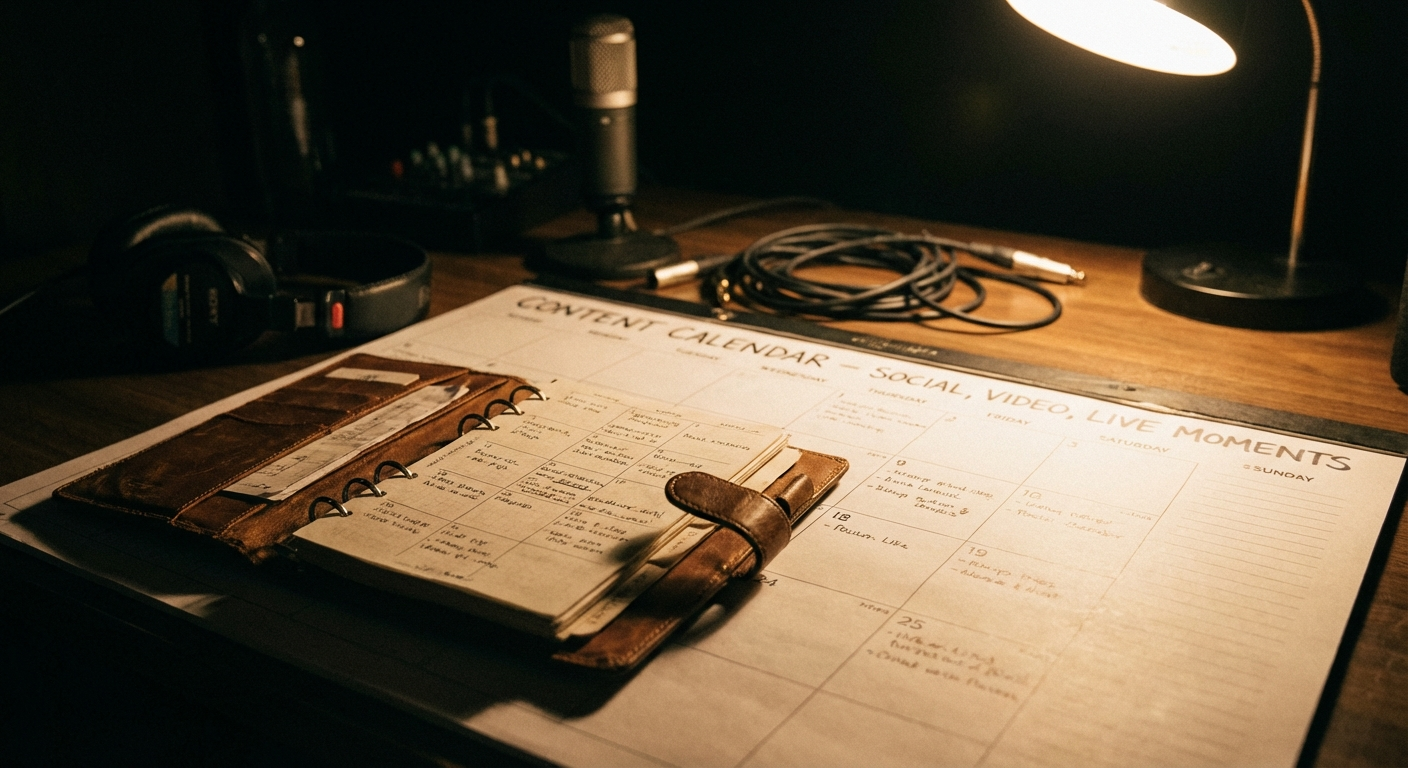4) Content Calendar + Auto-Reminders (social, video, live moments)